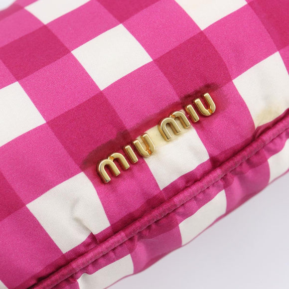 Miu Miu Shoulder Bag Nylon Pink Gold Auth 167795A
