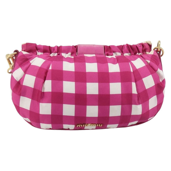 Miu Miu Shoulder Bag Nylon Pink Gold Auth 167795A