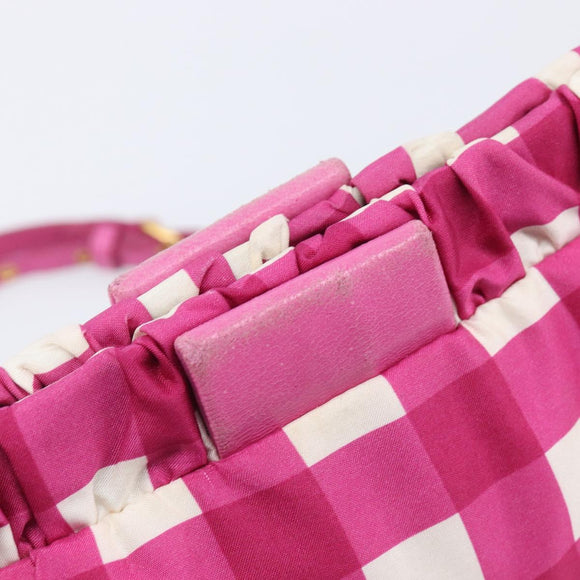 Miu Miu Shoulder Bag Nylon Pink Gold Auth 167795A