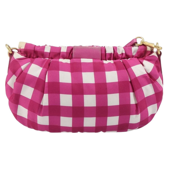 Miu Miu Shoulder Bag Nylon Pink Gold Auth 167795A