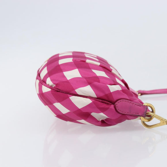 Miu Miu Shoulder Bag Nylon Pink Gold Auth 167795A