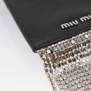 Miu Miu Shoulder Bag Leather Black Silver Auth 167796A-18