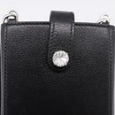 Miu Miu Shoulder Bag Leather Black Silver Auth 167796A-20