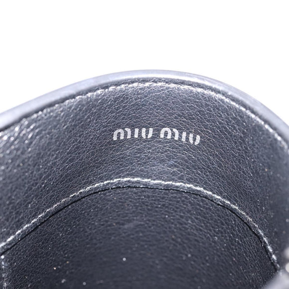 Miu Miu Shoulder Bag Leather Black Silver Auth 167796A