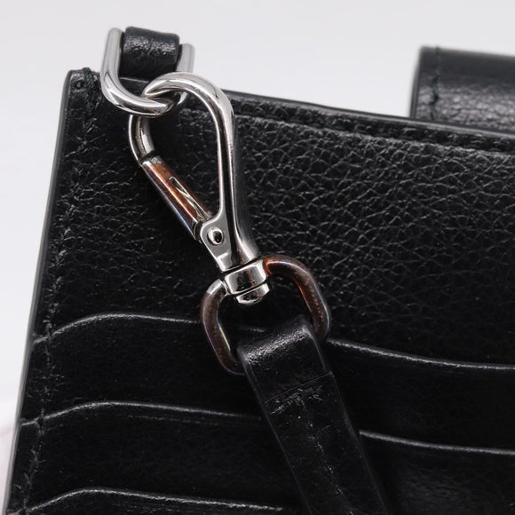 Miu Miu Shoulder Bag Leather Black Silver Auth 167796A