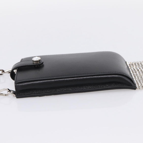 Miu Miu Shoulder Bag Leather Black Silver Auth 167796A