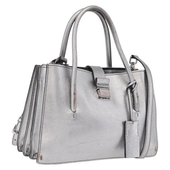 Miu Miu Hand Bag Leather 2way Silver Auth 167797A