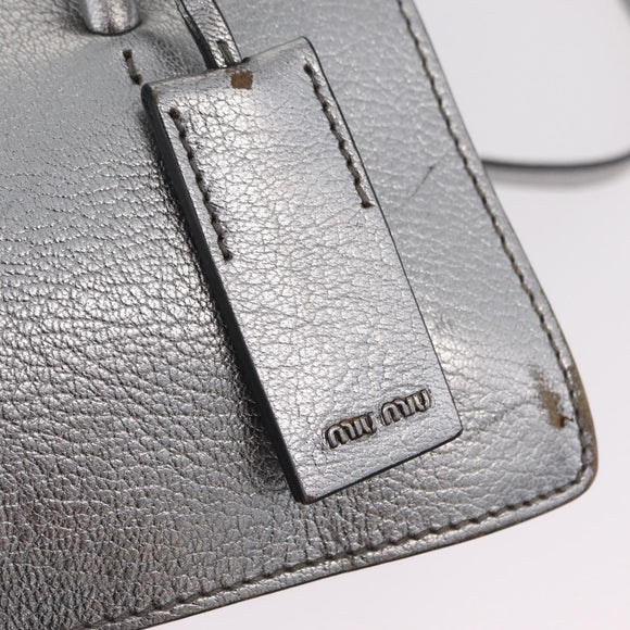 Miu Miu Hand Bag Leather 2way Silver Auth 167797A
