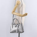 Miu Miu Hand Bag Leather 2way Silver Auth 167797A-37