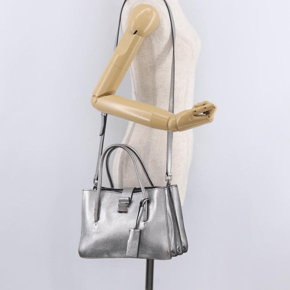 Miu Miu Hand Bag Leather 2way Silver Auth 167797A