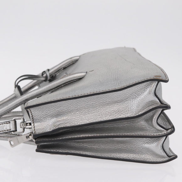 Miu Miu Hand Bag Leather 2way Silver Auth 167797A