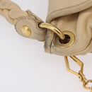 Miu Miu Hand Bag Leather 2way Beige Gold Auth 167799-15