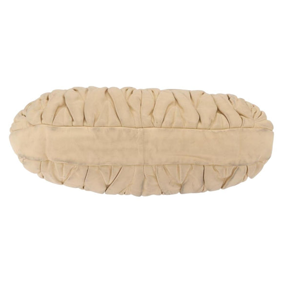 Miu Miu Hand Bag Leather 2way Beige Gold Auth 167799