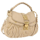 Miu Miu Hand Bag Leather 2way Beige Gold Auth 167799-1