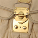 Miu Miu Hand Bag Leather 2way Beige Gold Auth 167799-22