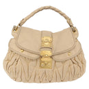 Miu Miu Hand Bag Leather 2way Beige Gold Auth 167799-13
