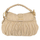 Miu Miu Hand Bag Leather 2way Beige Gold Auth 167799-2