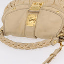 Miu Miu Hand Bag Leather 2way Beige Gold Auth 167799-6