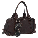 Miu Miu Hand Bag Leather 2way Brown Silver Auth 167800-1