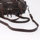 Miu Miu Hand Bag Leather 2way Brown Silver Auth 167800-10