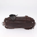 Miu Miu Hand Bag Leather 2way Brown Silver Auth 167800-12