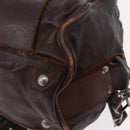 Miu Miu Hand Bag Leather 2way Brown Silver Auth 167800-16