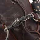 Miu Miu Hand Bag Leather 2way Brown Silver Auth 167800-17