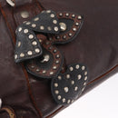 Miu Miu Hand Bag Leather 2way Brown Silver Auth 167800-18