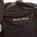 Miu Miu Hand Bag Leather 2way Brown Silver Auth 167800-19