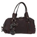 Miu Miu Hand Bag Leather 2way Brown Silver Auth 167800-2
