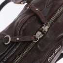 Miu Miu Hand Bag Leather 2way Brown Silver Auth 167800-20