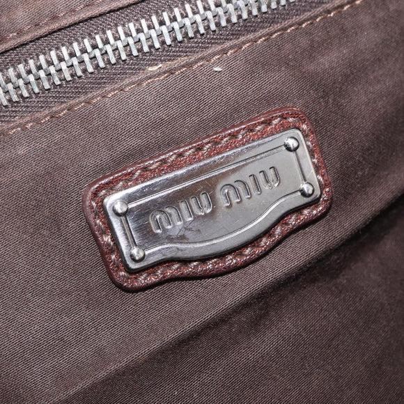 Miu Miu Hand Bag Leather 2way Brown Silver Auth 167800