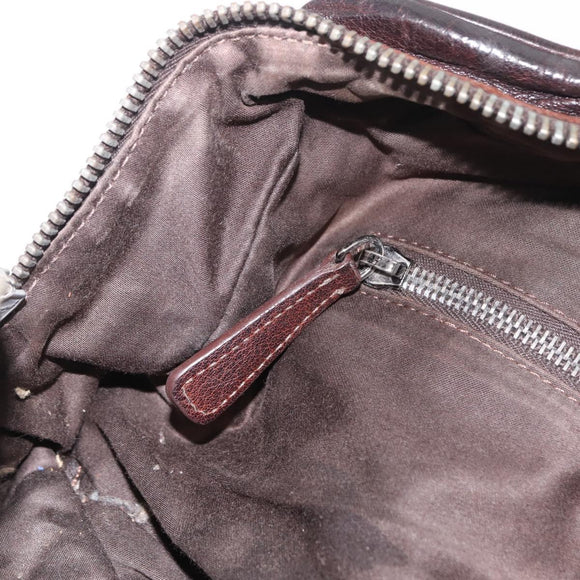 Miu Miu Hand Bag Leather 2way Brown Silver Auth 167800