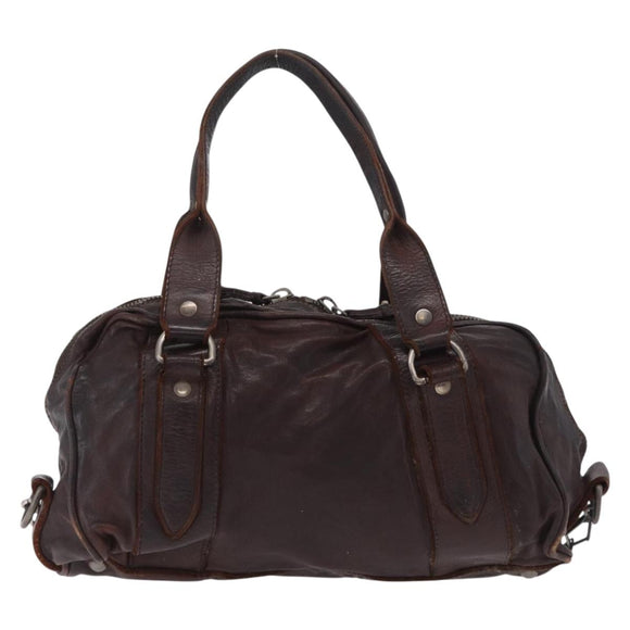 Miu Miu Hand Bag Leather 2way Brown Silver Auth 167800