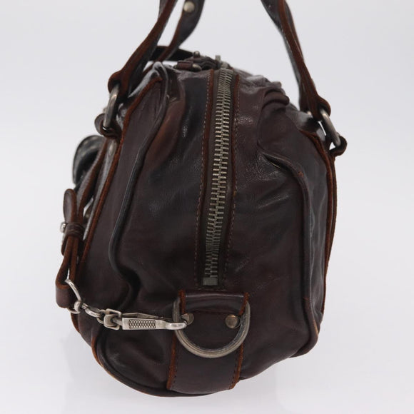 Miu Miu Hand Bag Leather 2way Brown Silver Auth 167800