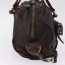 Miu Miu Hand Bag Leather 2way Brown Silver Auth 167800-5