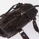 Miu Miu Hand Bag Leather 2way Brown Silver Auth 167800-6