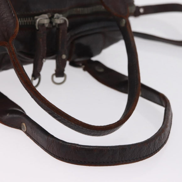 Miu Miu Hand Bag Leather 2way Brown Silver Auth 167800