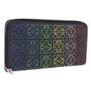 LOEWE Anagram Zippy Wallet Leather Silver Rainbow Auth 167801-1