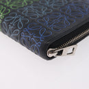 LOEWE Anagram Zippy Wallet Leather Silver Rainbow Auth 167801-11