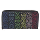 LOEWE Anagram Zippy Wallet Leather Silver Rainbow Auth 167801-2