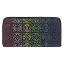 LOEWE Anagram Zippy Wallet Leather Silver Rainbow Auth 167801-3