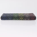 LOEWE Anagram Zippy Wallet Leather Silver Rainbow Auth 167801-7
