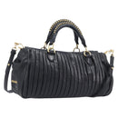 Miu Miu Hand Bag Leather 2way Black Gold Auth 167802M-1