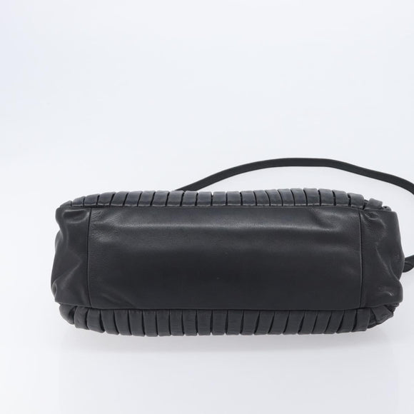 Miu Miu Hand Bag Leather 2way Black Gold Auth 167802M