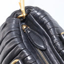 Miu Miu Hand Bag Leather 2way Black Gold Auth 167802M-9