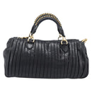 Miu Miu Hand Bag Leather 2way Black Gold Auth 167802M-2