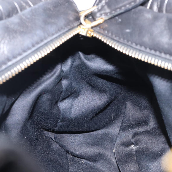 Miu Miu Hand Bag Leather 2way Black Gold Auth 167802M