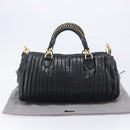 Miu Miu Hand Bag Leather 2way Black Gold Auth 167802M-12