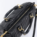 Miu Miu Hand Bag Leather 2way Black Gold Auth 167802M-6